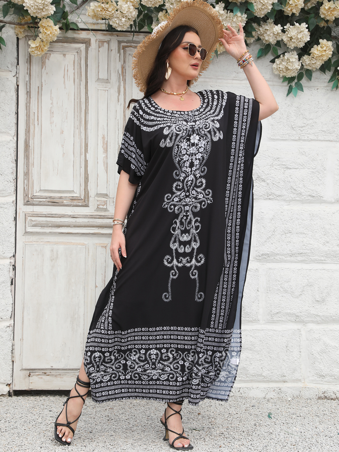 Printed Beach Cover-up Loose-fitting Plus-size Dress
